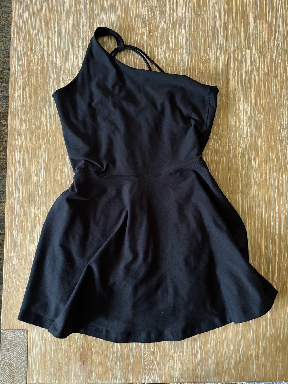 Abercrombie & Fitch YPB Athletic Black One-Shoulder Fit-and-Flare Dress